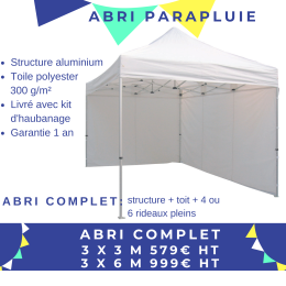 Offre promotionnelle sur l’abri parapluie complet