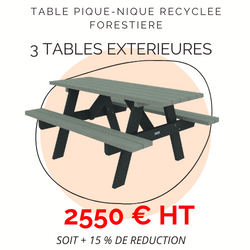 Offre promotionnelle sur les tables pique nique en plastique recyclé