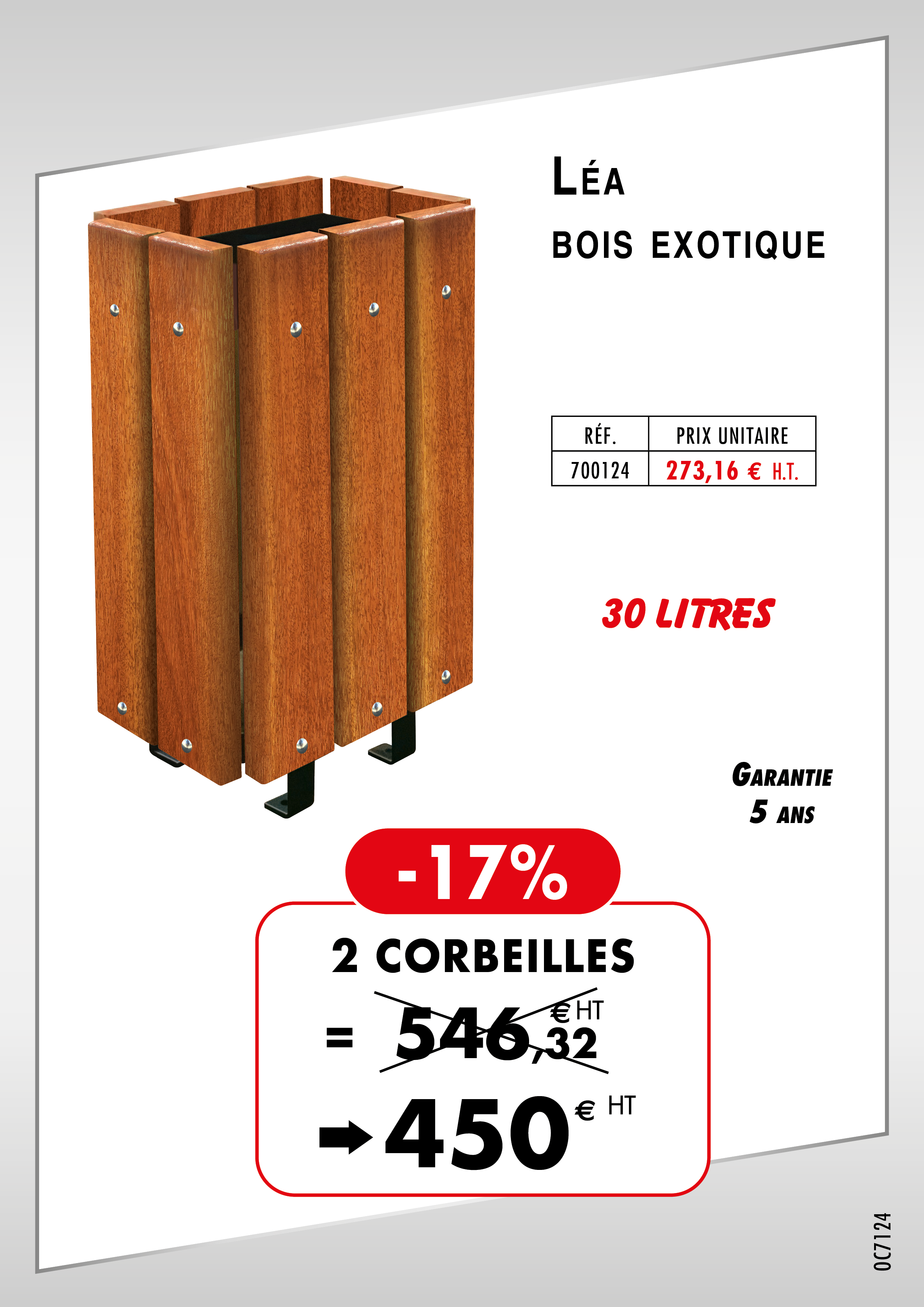 corbeille de propreté urbaine en bois